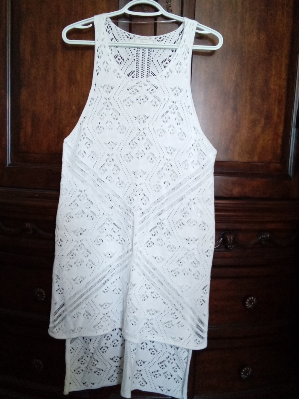CREAM Women's White Knit Long Sleeveless Swim Coverup Women Size Medium
